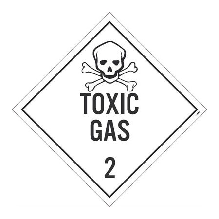 Nmc Toxic Gas 2 Dot Placard Sign, Pk100, Material: Pressure Sensitive Removable Vinyl .0045 DL133PR100